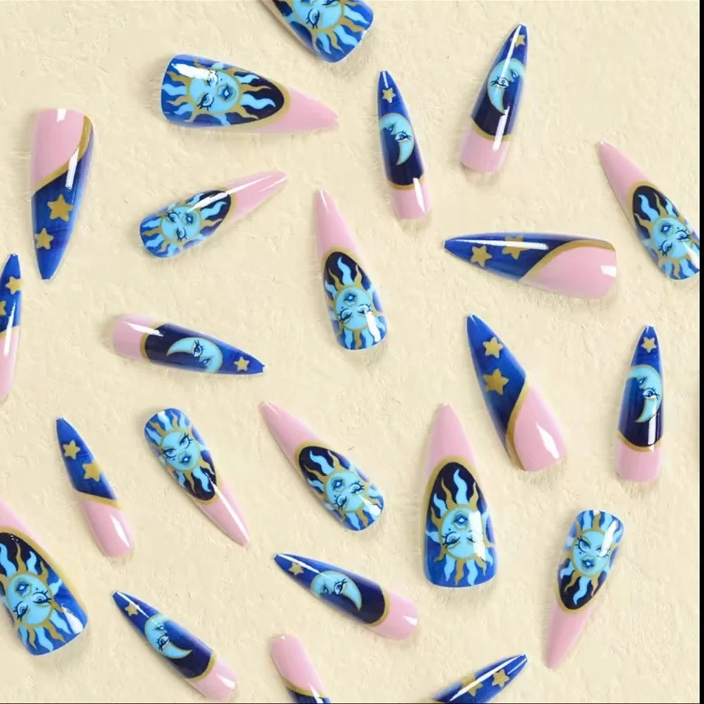 24 pc Sun goddess, moon and stars press on nails - Picture 2 of 3
